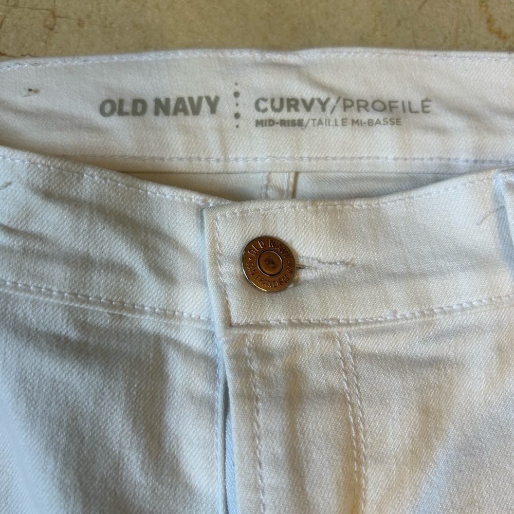 Old Navy, Curvy, White Denim, Mid Rise, Skinny Leg Jeans w/ Stretch, Sz 6 - Picture 5 of 11